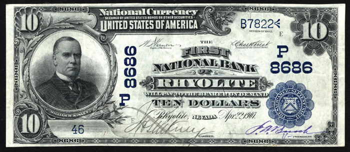 First National Bank of Rhyolite National Currency dollar bill