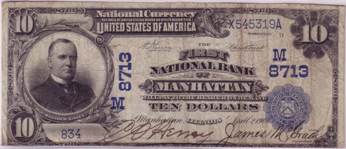 First National Bank of Manhattan National Currency dollar bill