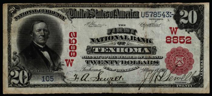 First National Bank of Texhoma National Currency dollar bill