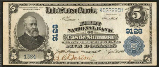 First National Bank of Castle Shannon National Currency dollar bill