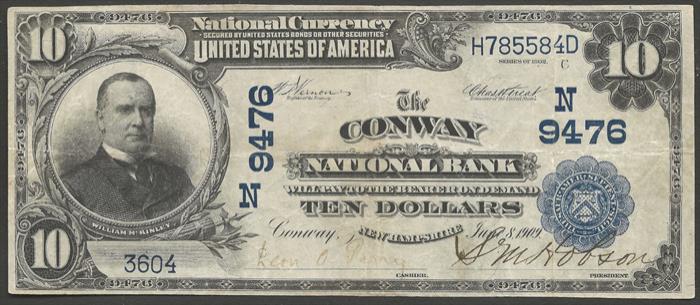 Conway National Bank, Conway National Currency dollar bill