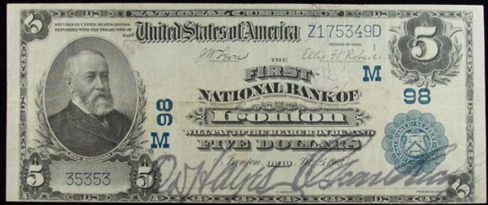 First National Bank of Ironton National Currency dollar bill