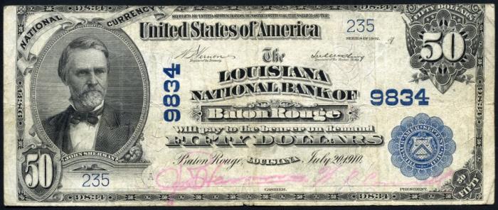 Louisiana National Bank of Baton Rouge National Currency dollar bill