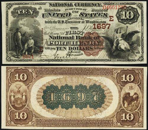 1882 Ten Dollar Bill National Currency Brown Back Note